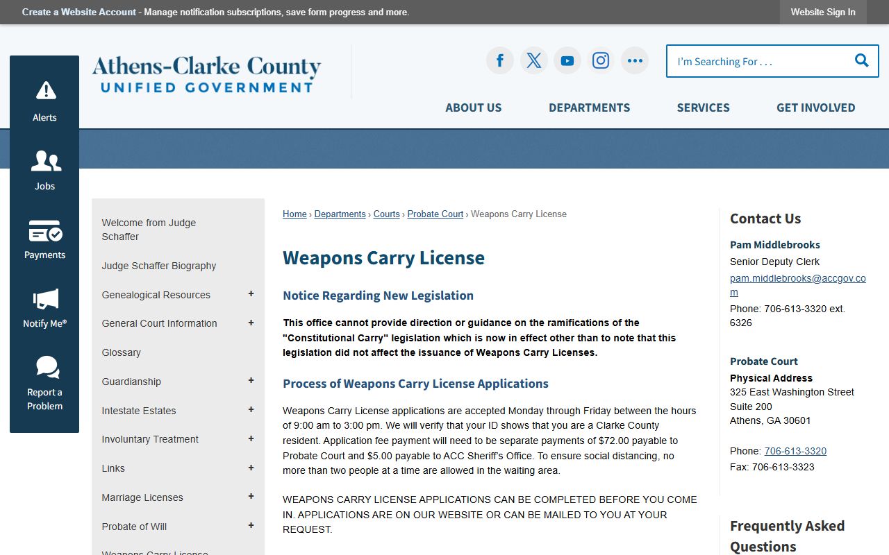 Athens-Clarke County Sheriff's Office website for arrest record lookups