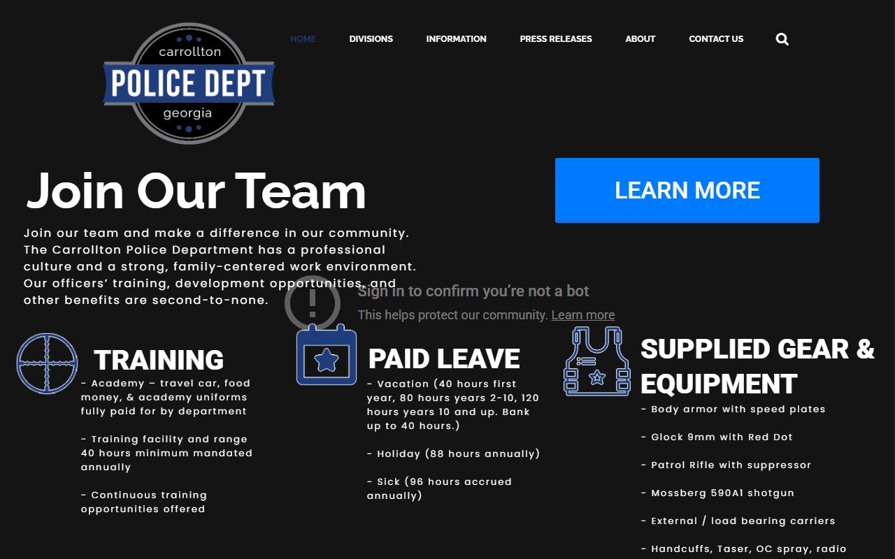 Carrollton Police Department website for looking up recent arrest information in Carrollton