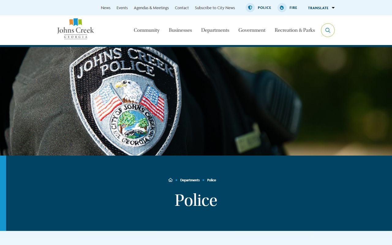 Johns Creek Police Department website for recent arrest records