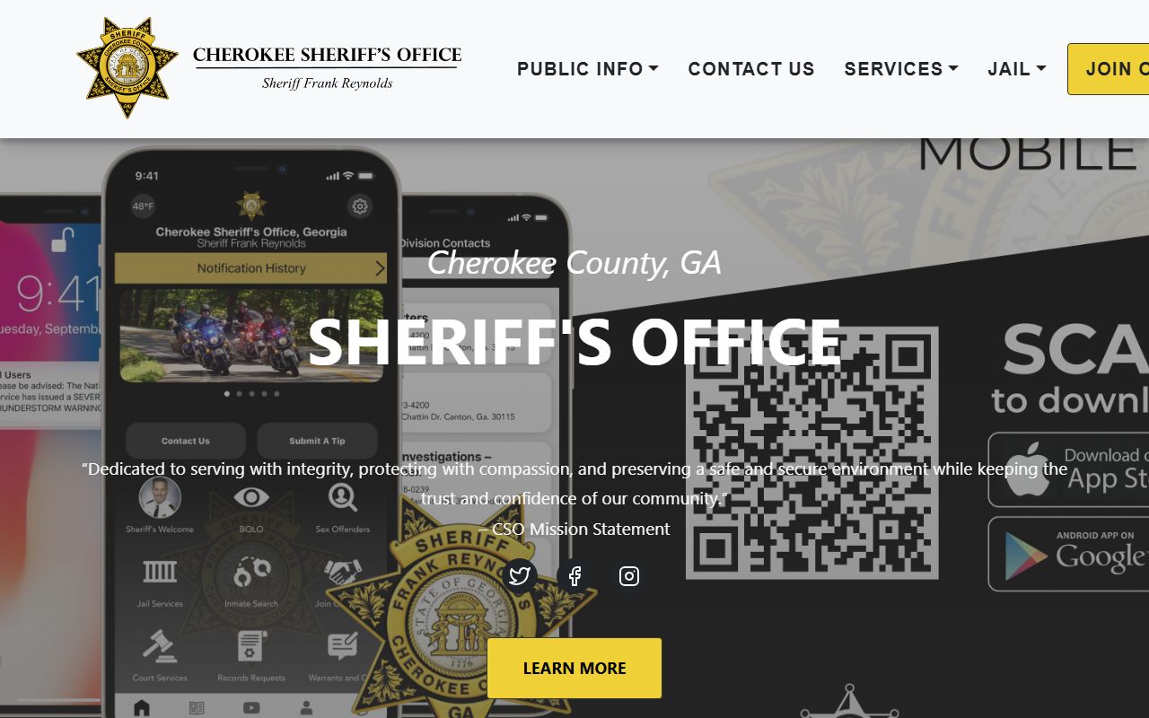 Cherokee County Sheriff office for recent arrest records