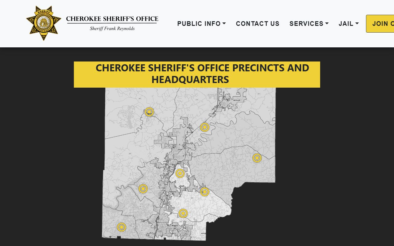 Cherokee County Sheriff contact page for arrest inquiries