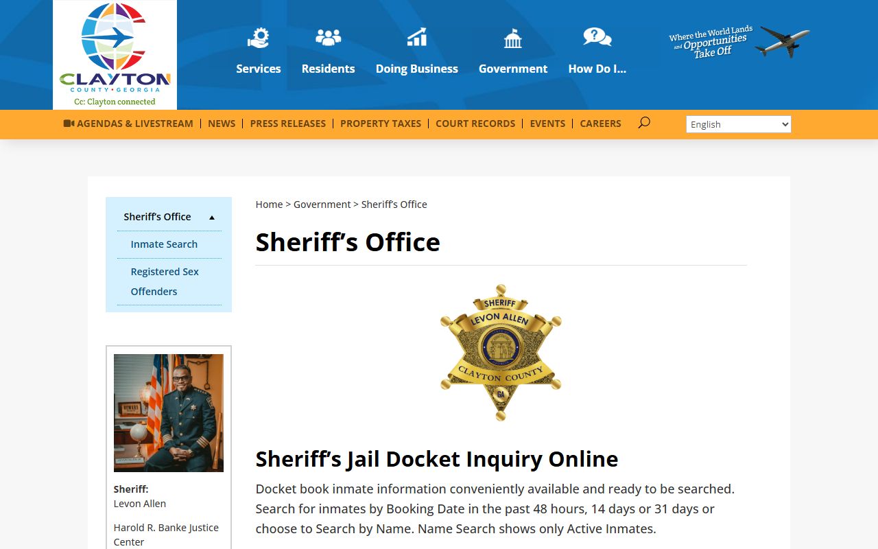 Clayton County Sheriff office for arrest records