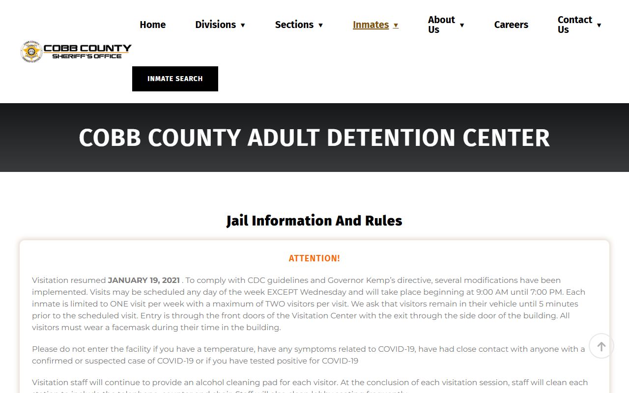 Cobb County Adult Detention Center arrest booking information