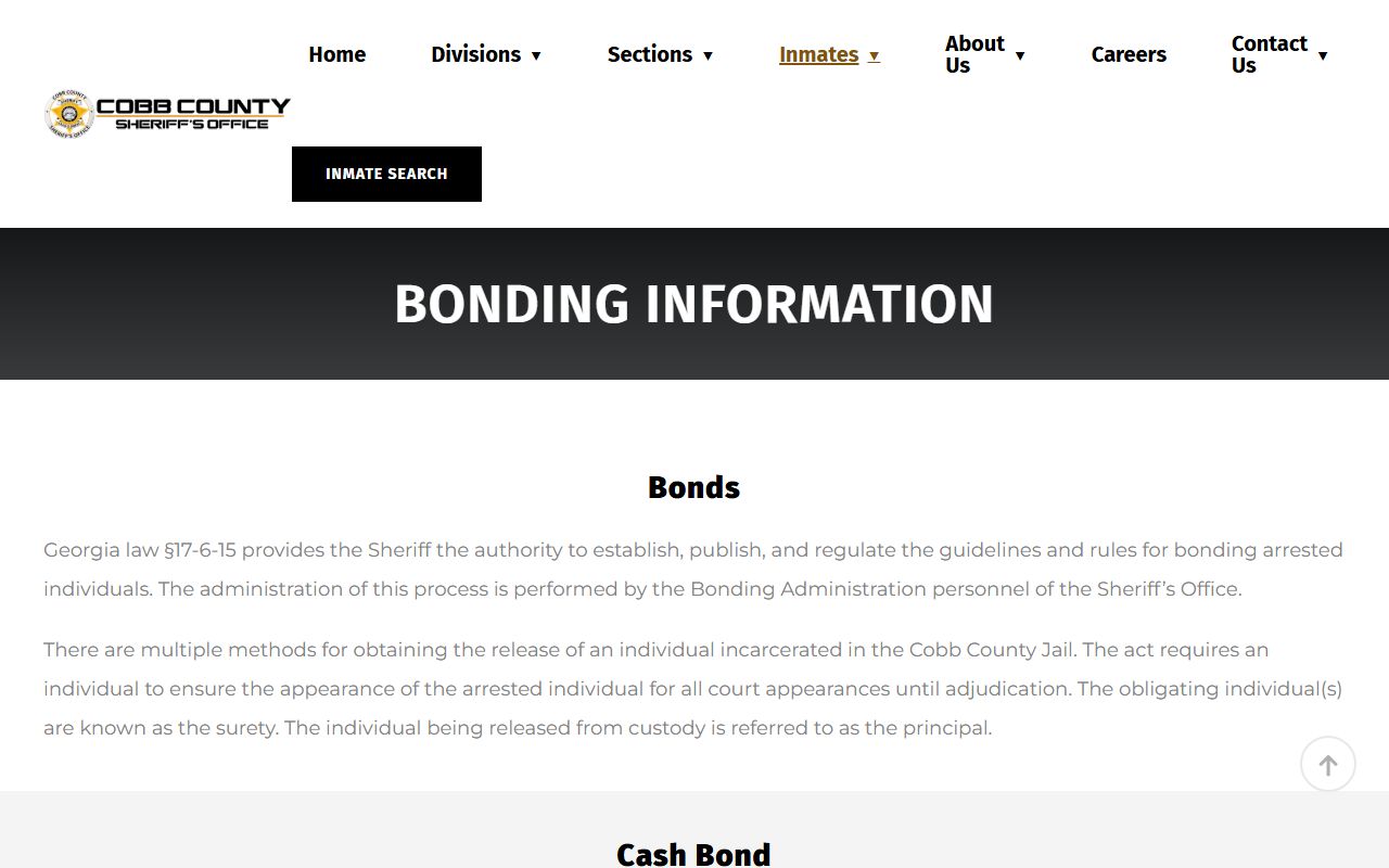 Cobb County bonding information for arrest bookings