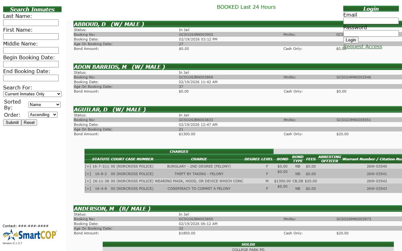 Gwinnett County inmate search tool for recent arrests