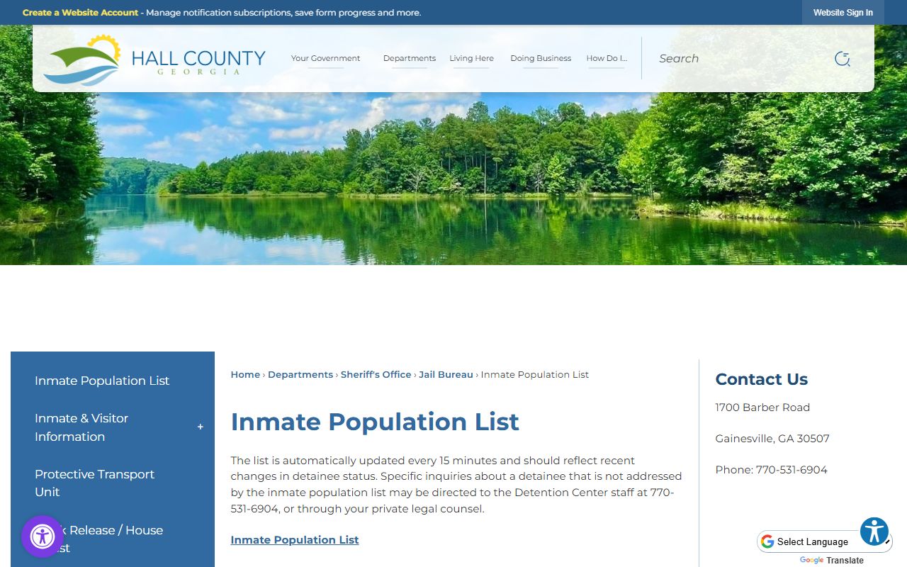 Hall County inmate population list for recent arrests