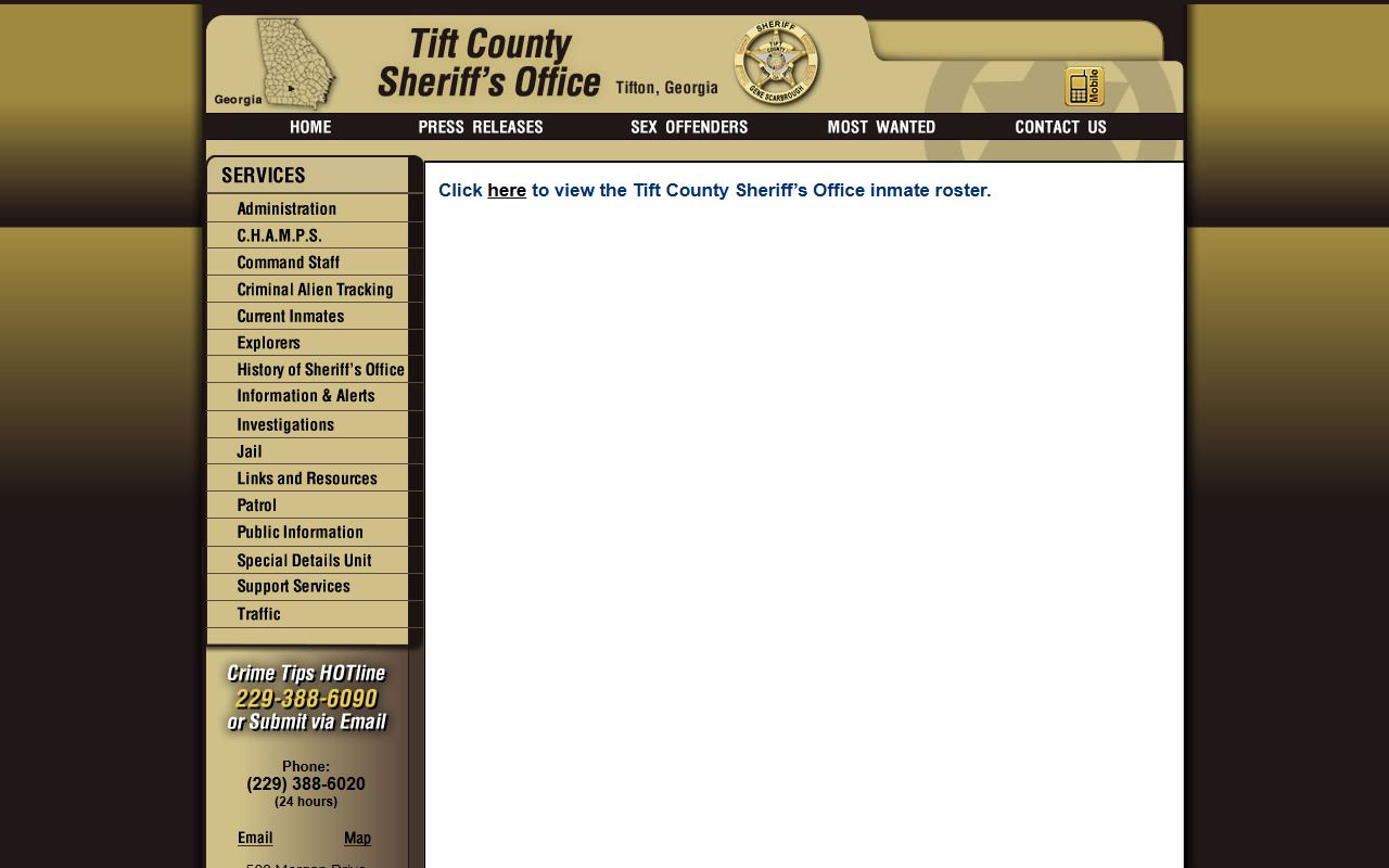 Tift County inmate roster for recent arrests