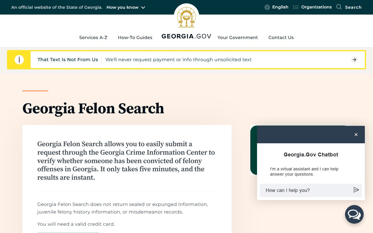 Georgia Felon Search database for recent arrest records