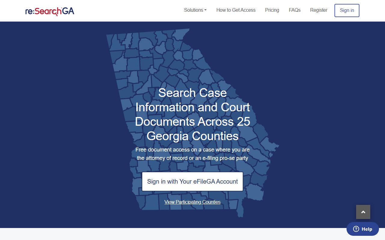 reSearchGA portal for Georgia arrest court records